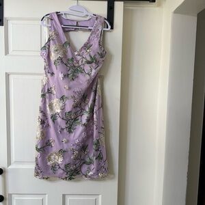 Siena purple embroidered V-neck sleeveless formal dress